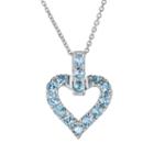 Oro Leoni Sterling Silver Blue Topaz Heart Pendant - Made With Genuine Swarovski Gemstones, Women's, Size: 18