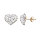 14k Gold-bonded Sterling Silver Crystal Heart Stud Earrings, Women's, White