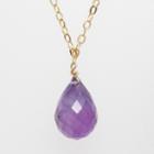 18k Gold Over Silver Amethyst Teardrop Pendant, Women's, Size: 18, Purple