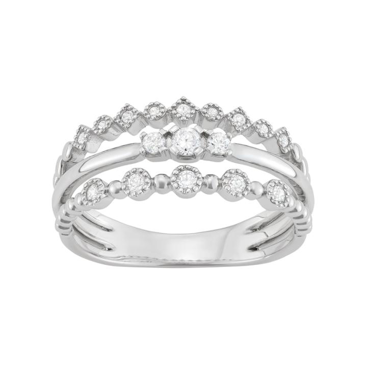 14k White Gold 1/5 Carat T.w. Diamond Split Shank Ring, Women's