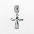 Individuality Beads Sterling Silver Crystal Angel Charm, Women's, Green