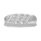 Men's 10k White Gold 3/8 Carat T.w. Diamond Triple Row Ring, Size: 9