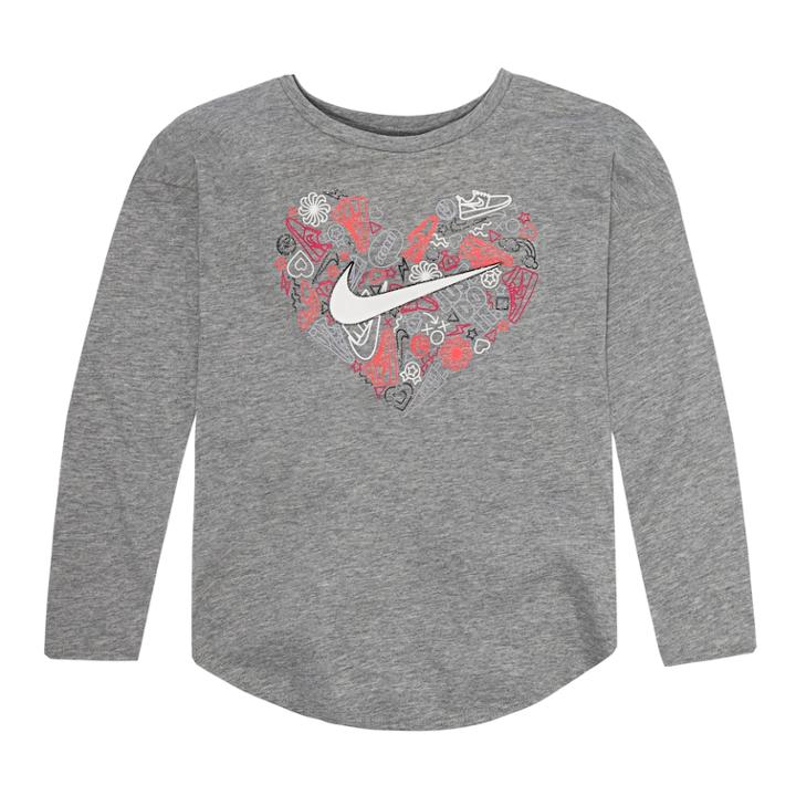 Toddler Girl Nike Logo Heart Graphic Tee, Size: 2t, Grey