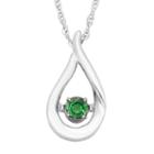 Sterling Silver Emerald Teardrop Pendant Necklace, Women's, Size: 18, Green
