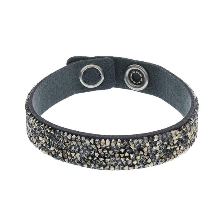 Simply Vera Vera Wang Dark Gray Faux Leather Wrap Bracelet With Swarovski Crystals, Women's, Silver