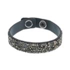 Simply Vera Vera Wang Dark Gray Faux Leather Wrap Bracelet With Swarovski Crystals, Women's, Silver