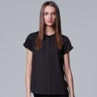 Petite Simply Vera Vera Wang Essential Popover Top, Women's, Size: Xl Petite, Black