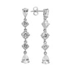 Silver-plated Cubic Zirconia Linear Drop Earrings, Women's, White