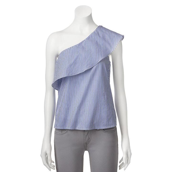Juniors' Love, Fire One Shoulder Stripe Top, Girl's, Size: Xs, Blue Other