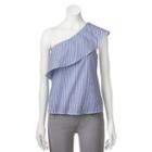 Juniors' Love, Fire One Shoulder Stripe Top, Girl's, Size: Xs, Blue Other