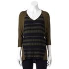 Women's Dana Buchman Striped Dolman Tee, Size: Small, Dark Brown