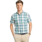 Men's Izod Dockside Classic-fit Plaid Chambray Woven Button-down Shirt, Size: Medium, Brt Green