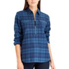 Women's Chaps Buffalo Plaid Cotton Pullover, Size: Small, Blue