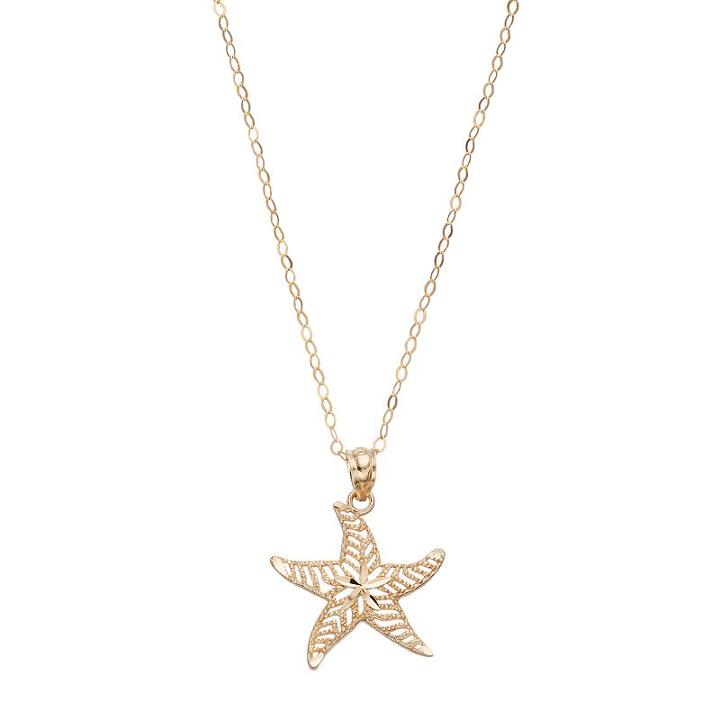 10k Gold Starfish Pendant Necklace, Women's, Size: 18