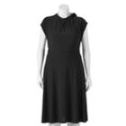 Juniors' Plus Size Wrapper Ruched Mockneck Dress, Teens, Size: 3xl, Black