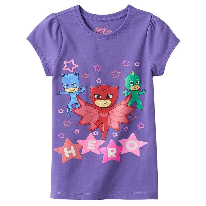 Girls 4-6x Pj Masks Catboy, Owlette & Gekko Hero Tee, Girl's, Size: 6, Purple