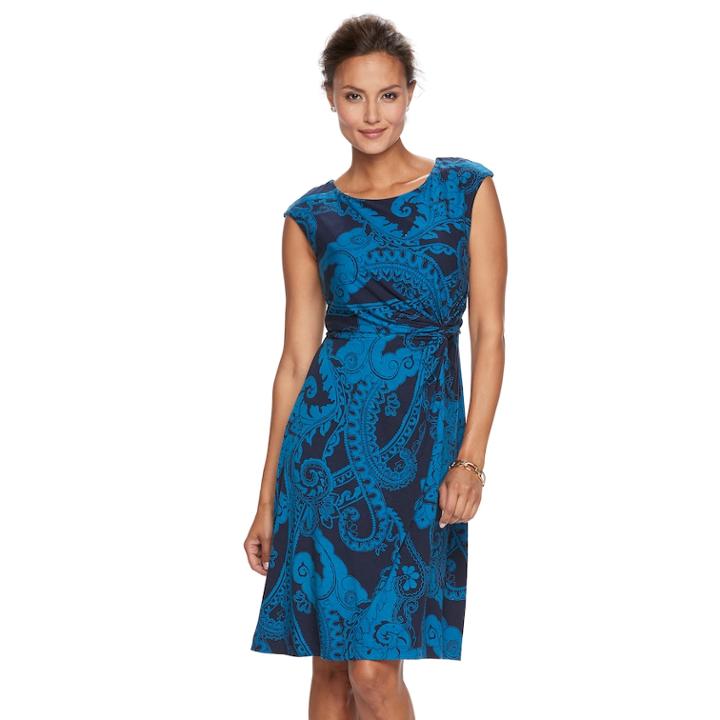 Petite Dana Buchman Twist-front Dress, Women's, Size: S Petite, Blue (navy)