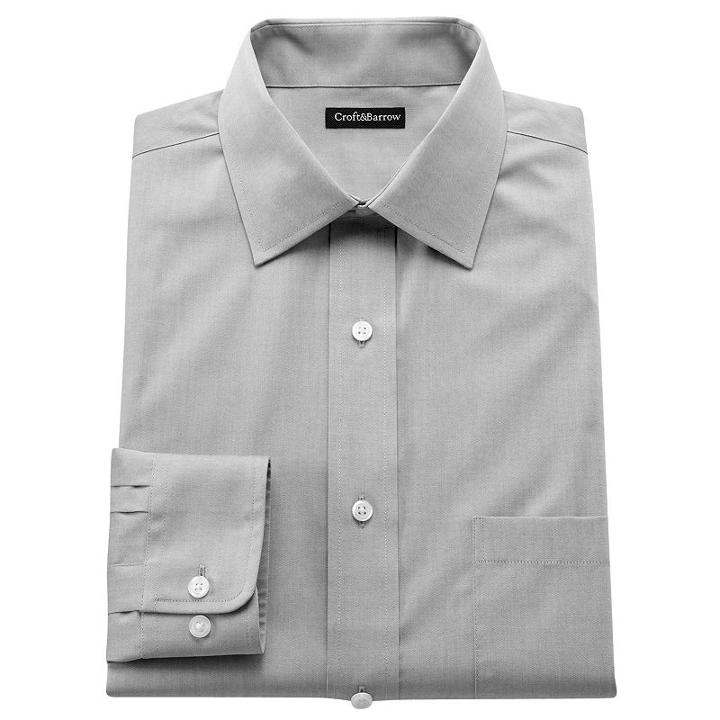 Men's Croft & Barrow&reg; Slim-fit Easy-care Spread-collar Dress Shirt, Size: 15.5-34/35, Black