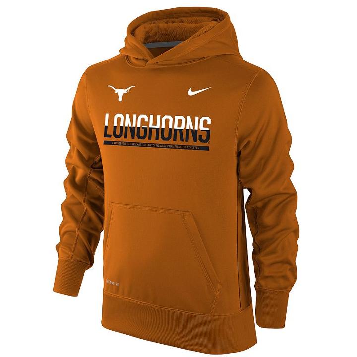 Boys 8-20 Nike Texas Longhorns Therma-fit Ko Hoodie, Boy's, Size: S(8), Drk Orange