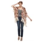 Women's Manhattan Floral Velvet Ruana With Fringe, Beig/green (beig/khaki)