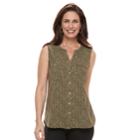 Women's Croft & Barrow&reg; Sleeveless Henley Shirt, Size: Large, Green