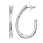Silver Tone Hammered Teardrop Open Hoop Earrings, Women's