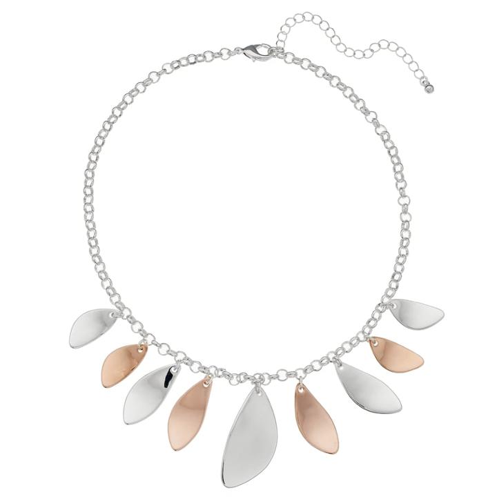 Two Tone Petal Nickel Free Necklace, Women's, Multicolor