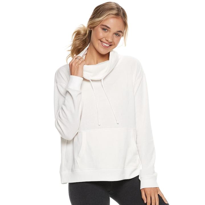 Juniors' So&reg; Fleece Cowlneck Sweatshirt, Teens, Size: Xs, White