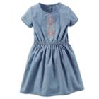 Girls 4-8 Carter's Embroidered Chambray Dress, Girl's, Size: 6x, Blue Other