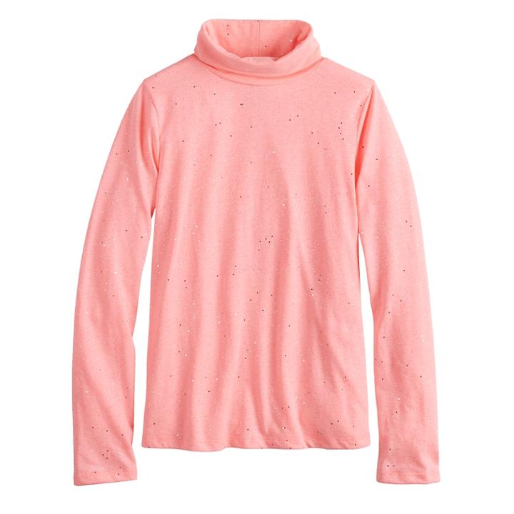 Girls 7-16 & Plus Size So&reg; Core Turtleneck Tee, Size: 18 1/2, Brt Pink