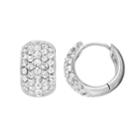 Diamond Splendor Sterling Silver Crystal & Diamond Accent Cluster Hoop Earrings, Women's, White