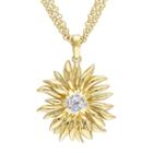 V19.69 Italia 18k Gold Over Silver White Sapphire Sunflower Pendant, Women's, Size: 16