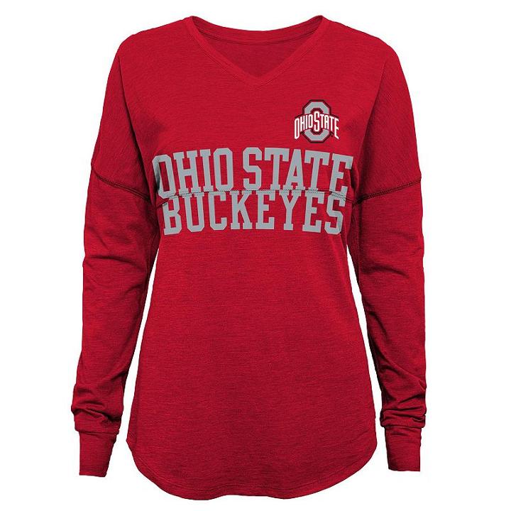 Juniors' Ohio State Buckeyes Split Long-sleeve Tee, Women's, Size: Xl, Red