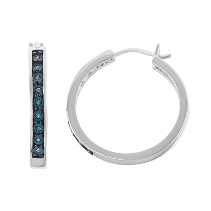 Sterling Silver 1/10 Carat T.w. Diamond Hoop Earrings, Women's