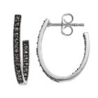 Silver Luxuries Marcasite Inside Out Oval Hoop Earrings, Women's, Grey