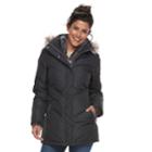 Women's Free Country Hooded Faux-fur Trim Down Jacket, Size: Xl, Black