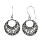 Tori Hill Sterling Silver Marcasite Filigree Hoop Drop Earrings, Women's, Grey