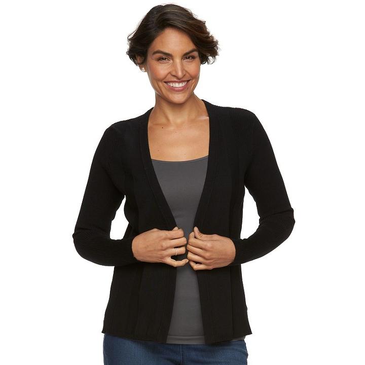 Women's Dana Buchman Open-front Ribbed Cardigan, Size: Large, Oxford