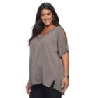 Plus Size Apt. 9&reg; Mixed-media V-neck Top, Women's, Size: 1xl, Grey