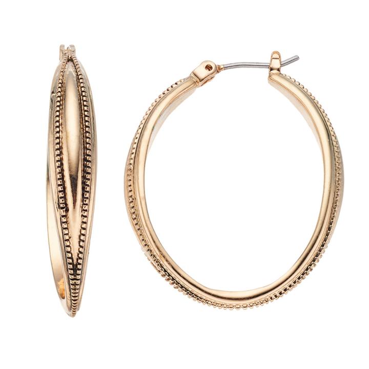 Napier Beaded Texture Oval Hoop Earrings, Women's, Gold