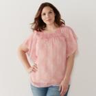 Plus Size Sonoma Goods For Life&trade; Printed Crinkle Chiffon Top, Women's, Size: 2xl, Lt Orange