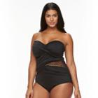 Plus Size Apt. 9&reg; Crossover Mesh Bandeau One-piece Swimsuit, Women's, Size: 3xl, Black