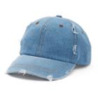 Women's Mudd&reg; Distressed Denim Baseball Hat, Dark Blue