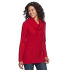 Petite Napa Valley Cable-knit Cowlneck Tunic, Women's, Size: S Petite, Red Other