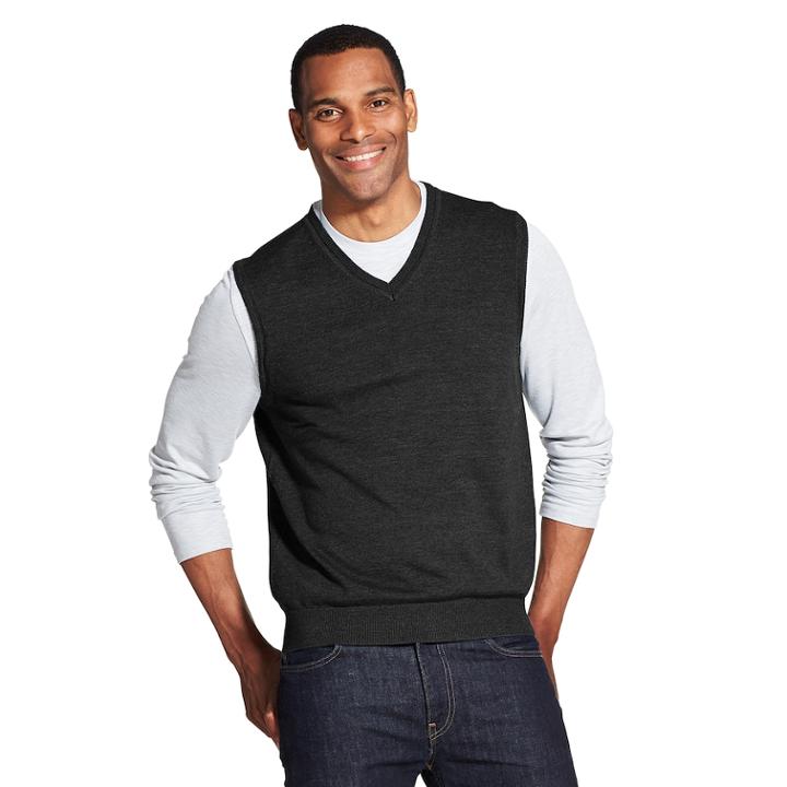 Men's Van Heusen Classic-fit V-neck Sweater Vest, Size: Xxl, Grey (charcoal)