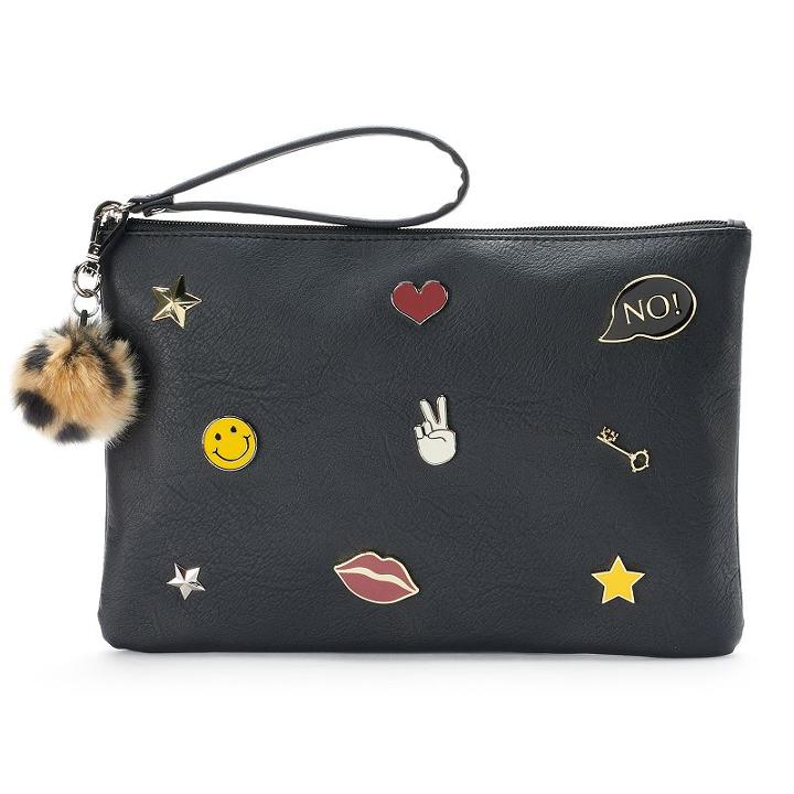 So&reg; Pins & Pom Pom Wristlet, Women's, Black