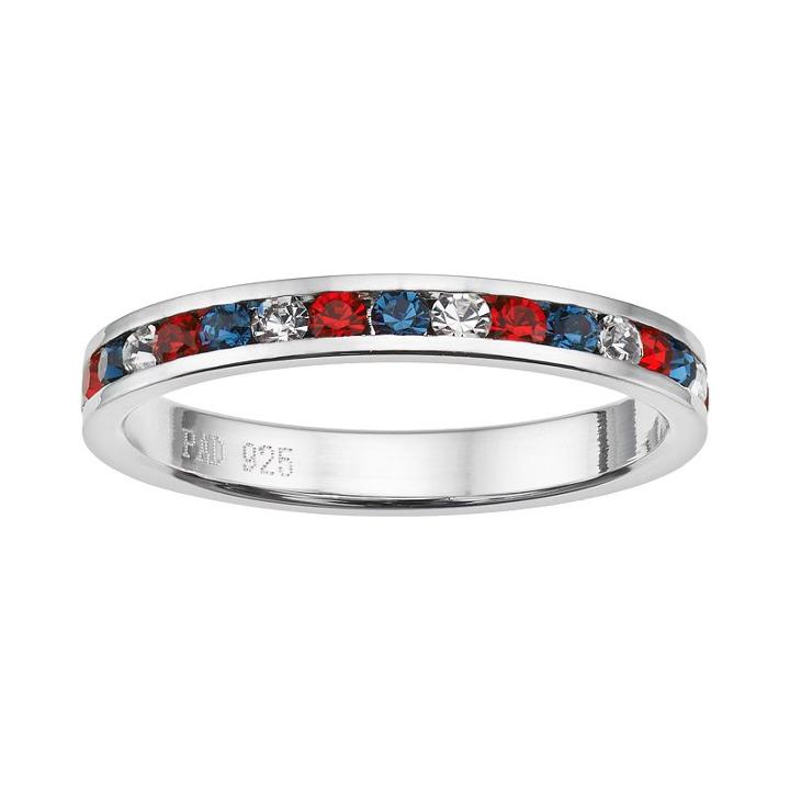 Traditions Red, White And Blue Swarovski Crystal Sterling Silver Eternity Ring, Women's, Size: 9, Multicolor