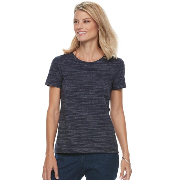 Petite Croft & Barrow&reg; Essential Crewneck Tee, Women's, Size: Xl Petite, Blue (navy)