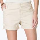 Women's Chaps Cuffed Twill Shorts, Size: 6, Beige Over