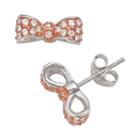 Sophie Miller 14k Rose Gold Over Silver And Sterling Silver Cubic Zirconia Bow Stud Earrings, Women's, White